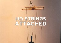 An image of strings with the text "no strings attached"